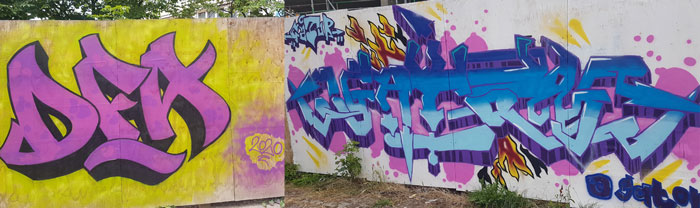 Graffiti am KuBiC-Bauzaun