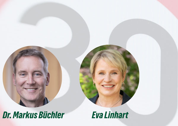 Dr. Markus Büchler und Eva Linhart mit Tempo 30-Schild im Hintergrund